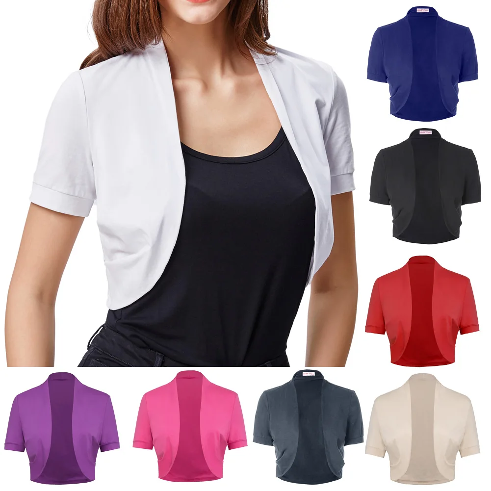 Женское пальто с короткими рукавами Belle Poque однотонное облегающее болеро