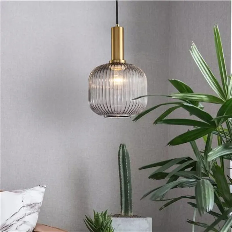 Современный скандинавский Лофт зеленый/янтарный/серый стеклянный Железный Led E27