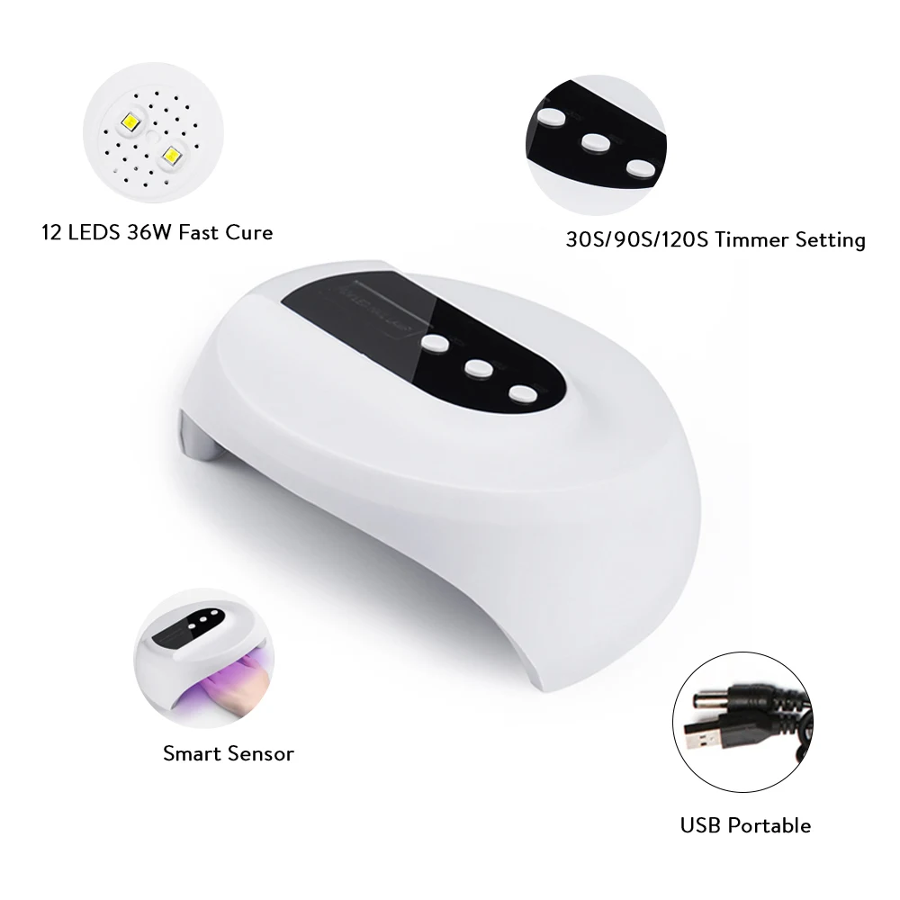 Новая УФ светодиодная лампа для сушки ногтей 36 Вт всех типов гелей 12 светодиодов
