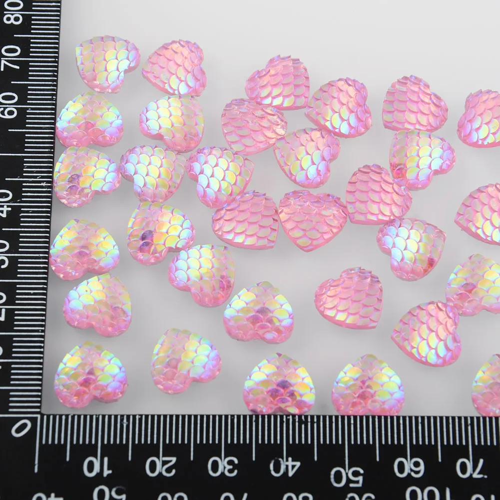 BOLIAO Новые 30 шт. 12*12 мм (0 47*0 47 дюйма) в форме сердца рыбья чешуя розовые полимерные