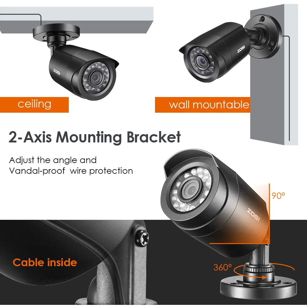ZOSI 8CH CCTV система 1080N/720P HDMI TVI CCTV DVR 8 шт 1.0MP уличная инфракрасная камера видеонаблюдения 1280TVL домашняя система видеонаблюдения