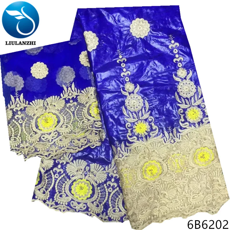 LIULANZHI bazin brode getzner african riche fabric blue cotton with 2yards tulle net lace 7yards/lot for party dress 6B62 | Дом и сад