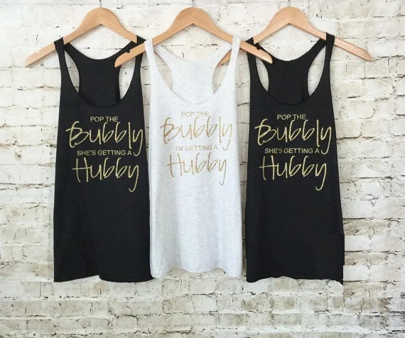 

personalize text Pop the Bubbly wedding Bride bridesmaind t shirts Bachelorette tanks tops bridal party favors gifts