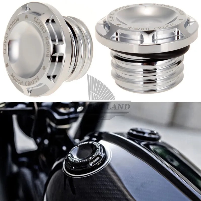

Silver Aluminum Motorcycle Pure Manual Rough Crafts Fuel Gas Oil Cap For Harley Sportster Dyna Touring Softail 1996-2014