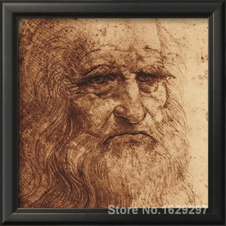 Картина из холста для гостиной Автопортрет ручная роспись Leonardo Da Vinci | Дом и сад