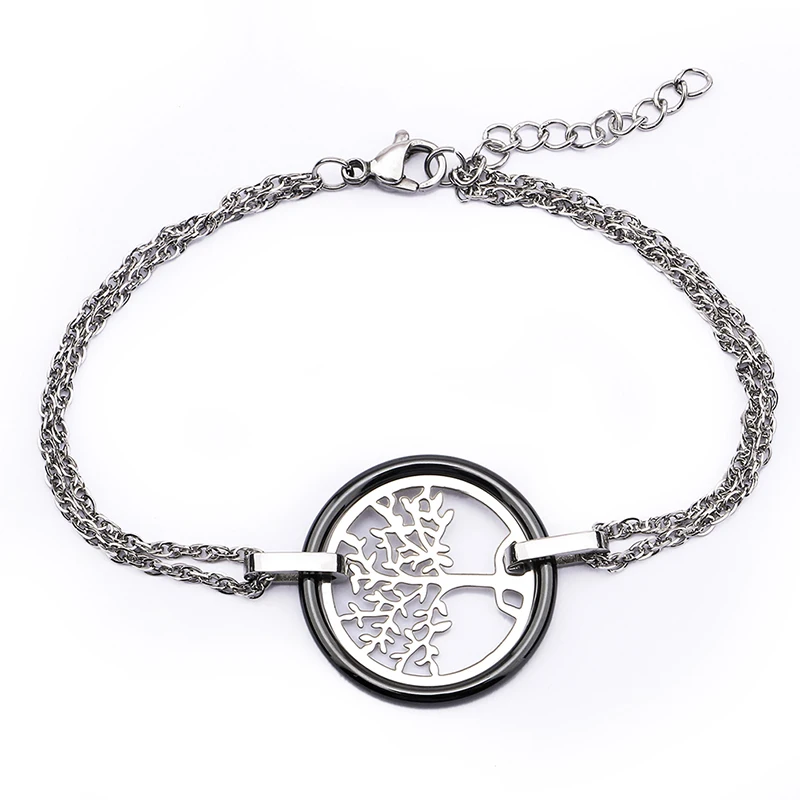 Браслет из нержавеющей стали New Life Tree керамический пустое Дерево жизни с хлопком