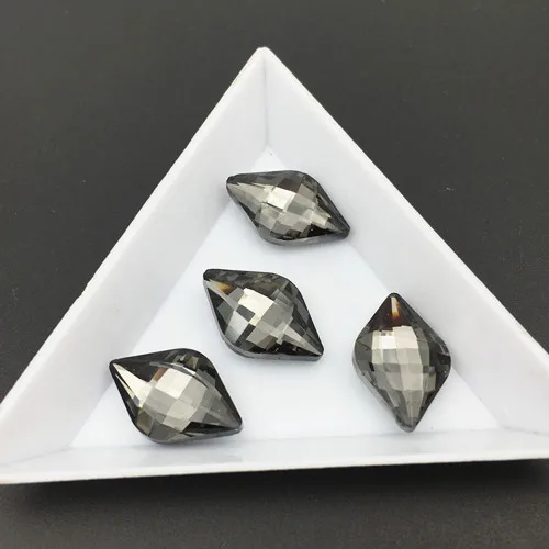 clear grey 30 шт. 12x19 мм стеклянный кристалл лимон ромб изысканный камень заостренный назад горный хрусталь много цветов Изготовление ювелирных изделий - Цвет: clear grey