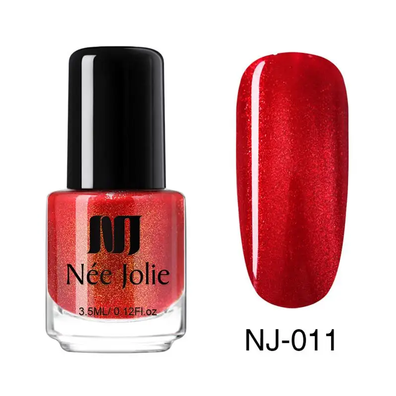 3.5ml Glitter-011 Лак для ногтей NEE JOLIE Red Series, 3,5 мл, 7,5 мл, голографический матовый эффект, нормальные цвета, лак для ногтей, 12 цветов - Цвет: 3.5ml Glitter-011