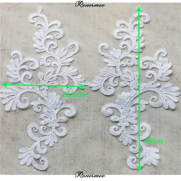 1pair ivory 1 пара/2 шт. вышитая кружевная аппликация цвета слоновой кости и шампанского для свадебного платья DIY свадебная повязка на голову 21X43 см SX267 - Цвет: 1pair ivory