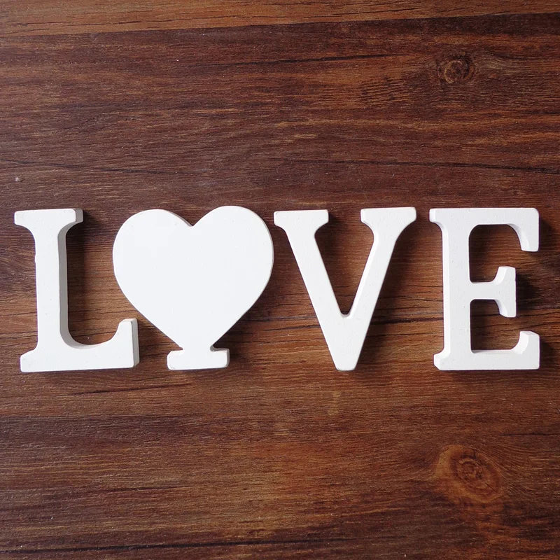 1set White Wooden English Letters Alphabet Word &quotLove&quot Standing Craft Ornaments DIY Personality Wedding Party Decoration | Дом и сад