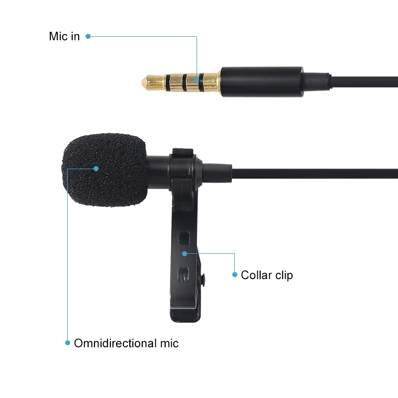 Петличный микрофон с отворотом и двумя головками 4 м для лекций или интервью со