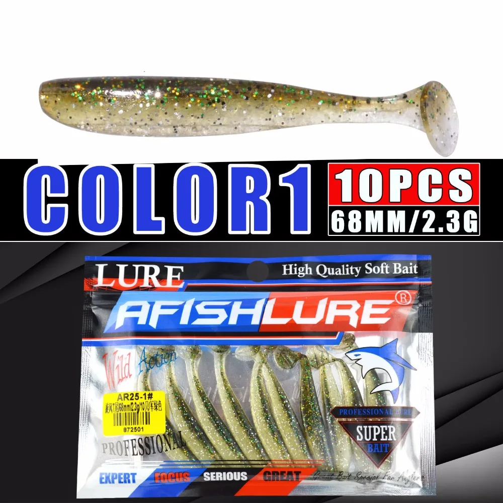 10 шт. Easy Shiner от Мягкая приманка 68mm2.3g t хвост рыболовные приманки Шад Пластик