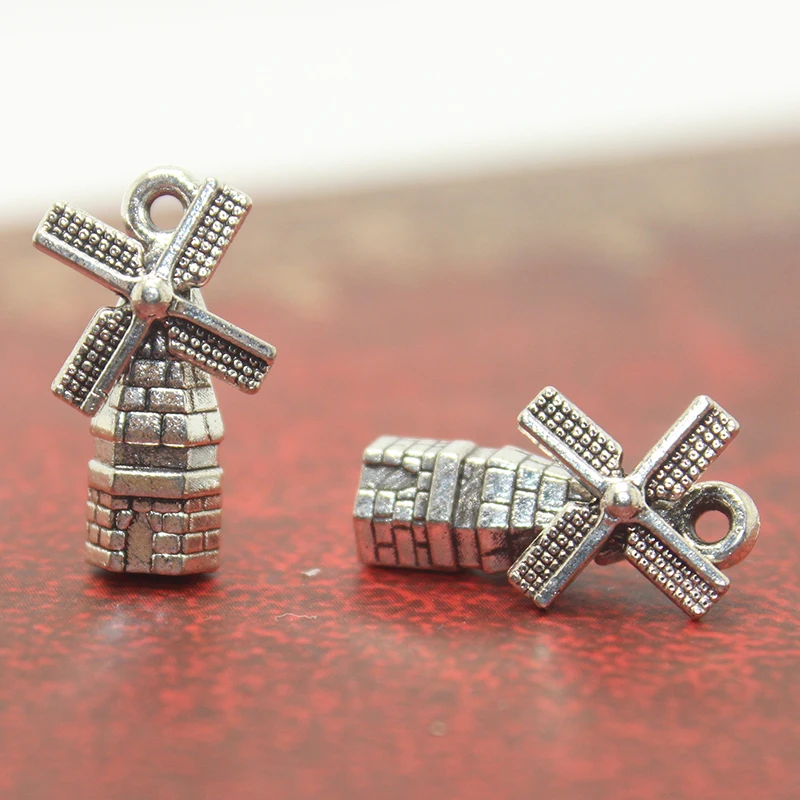 40 шт 10x17 мм античные серебряные тона Подвески в форме мельницы для изготовления