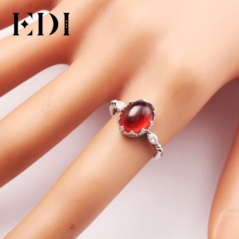 Женское Винтажное кольцо EDI роскошное из натурального серебра с овальной