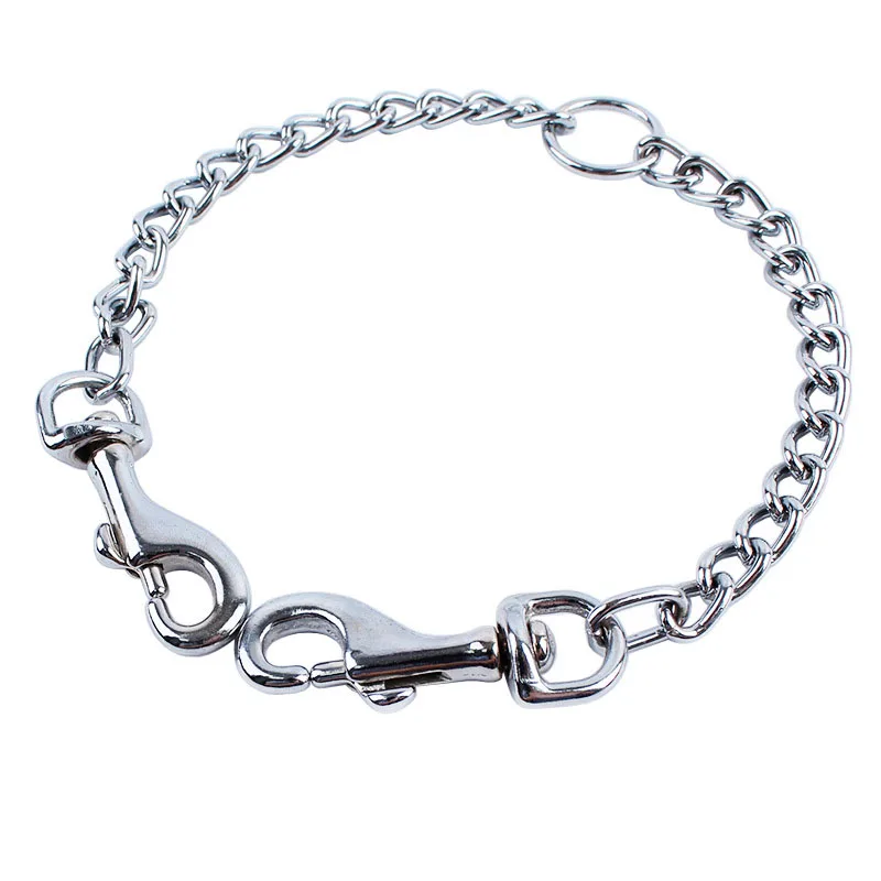 Сверхмощная металлическая цепь SYDZSW двойной поводок с зажимом для домашних