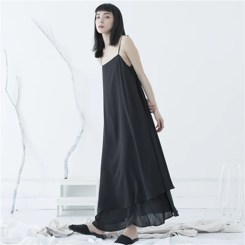 Cakucool 2020 Sexy Woman Bohemian Club Sleeveless Vest Long Dress Party Loose Flowy Double | Женская одежда