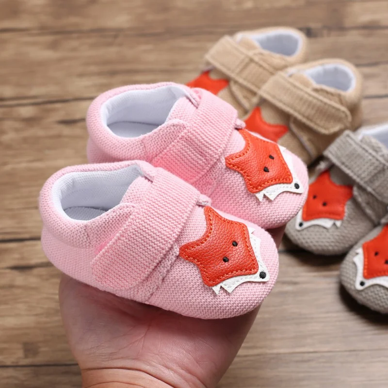 

Toddler Newborn Baby Girl Boy Soft Sole Cute Fox Crib Shoes Slipper First Walker Anti-slip Sneaker Canvas Baby Shoes