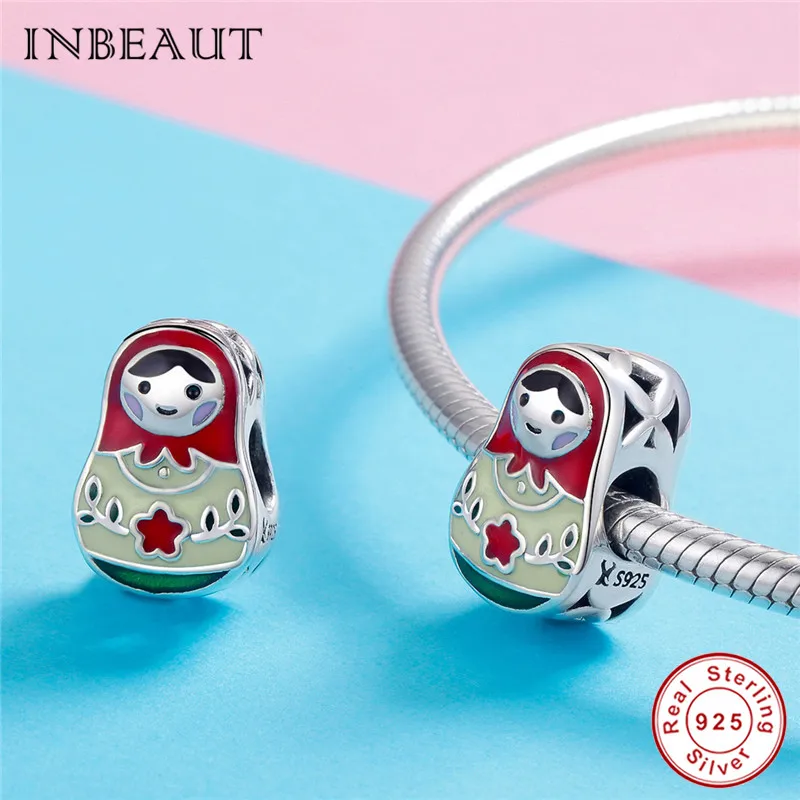 INBEAUT 100% 925 пробы серебряные милые круглые русские стандартные красные подвески