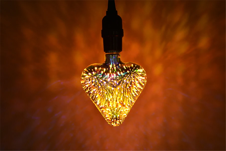 Zoyabell Led 3D сердце лампы Эдисона, стилизованные под языки пламени E27 лампы накаливания Ретро Винтаж декоративный Крытый настенный светильник Edison 110 V 220 V лампа