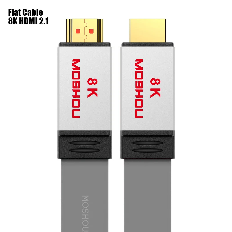 HDMI 2,1 кабели 8 к 60 Гц 4 к 120 Гц MOSHOU 48 Гбит/с Полоса пропускания ARC видео шнур для усилителя ТВ высокой четкости мультимедийный интерфейс - Цвет: 8K HDMI 2.1 Flat