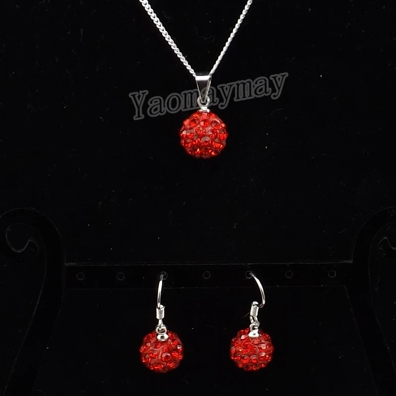 Красная Дискотека Серьги с подвесками в виде шара и ожерелье ювелирный набор из кристаллов 10 наборов оптом