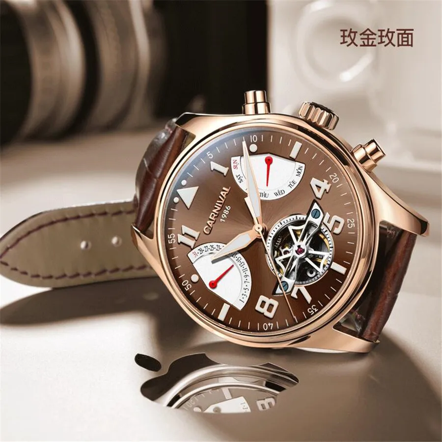 Часы наручные мужские с турбийоном водонепроницаемые до 100 м | Наручные часы