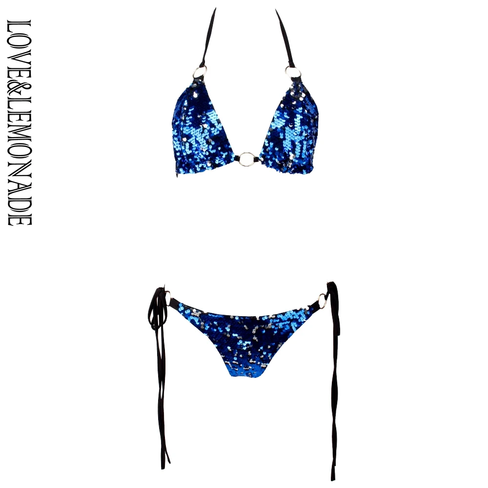 Женский Железный костюм LOVE & LEMONADE голубой с блестками модель LM0049|irons set|sequin setlove sets |