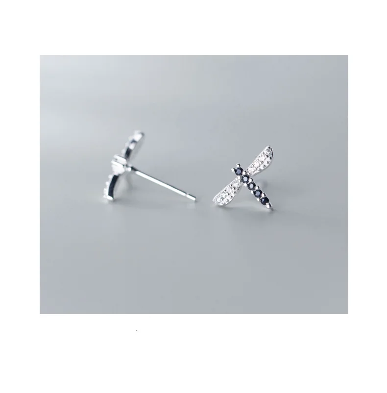 Trusta 925 пробы серебряные женские ювелирные изделия Модные голубые CZ Стрекоза серьги-гвоздики подарок на день рождения для дочери девочки D1495