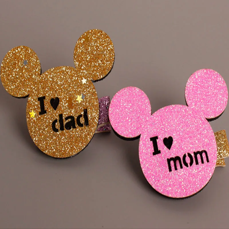 Заколка для волос I Love Mom фетровая заколка с розовыми блестками в форме животных