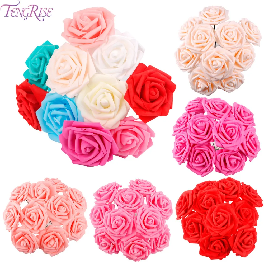 FENGRISE искусственные розы из пенополиэтилена 10 головок 8 см|flower bouquet|foam artificial