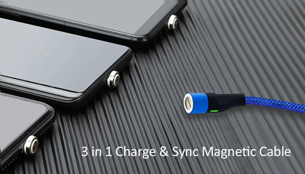 Магнитный USB кабель VOXLINK 1 м светодиодный для iPhone Xs 6 и USB TypeC кабель и Micro USB нейлоновая оплетка для samsung Xiaomi huawei LG USB C