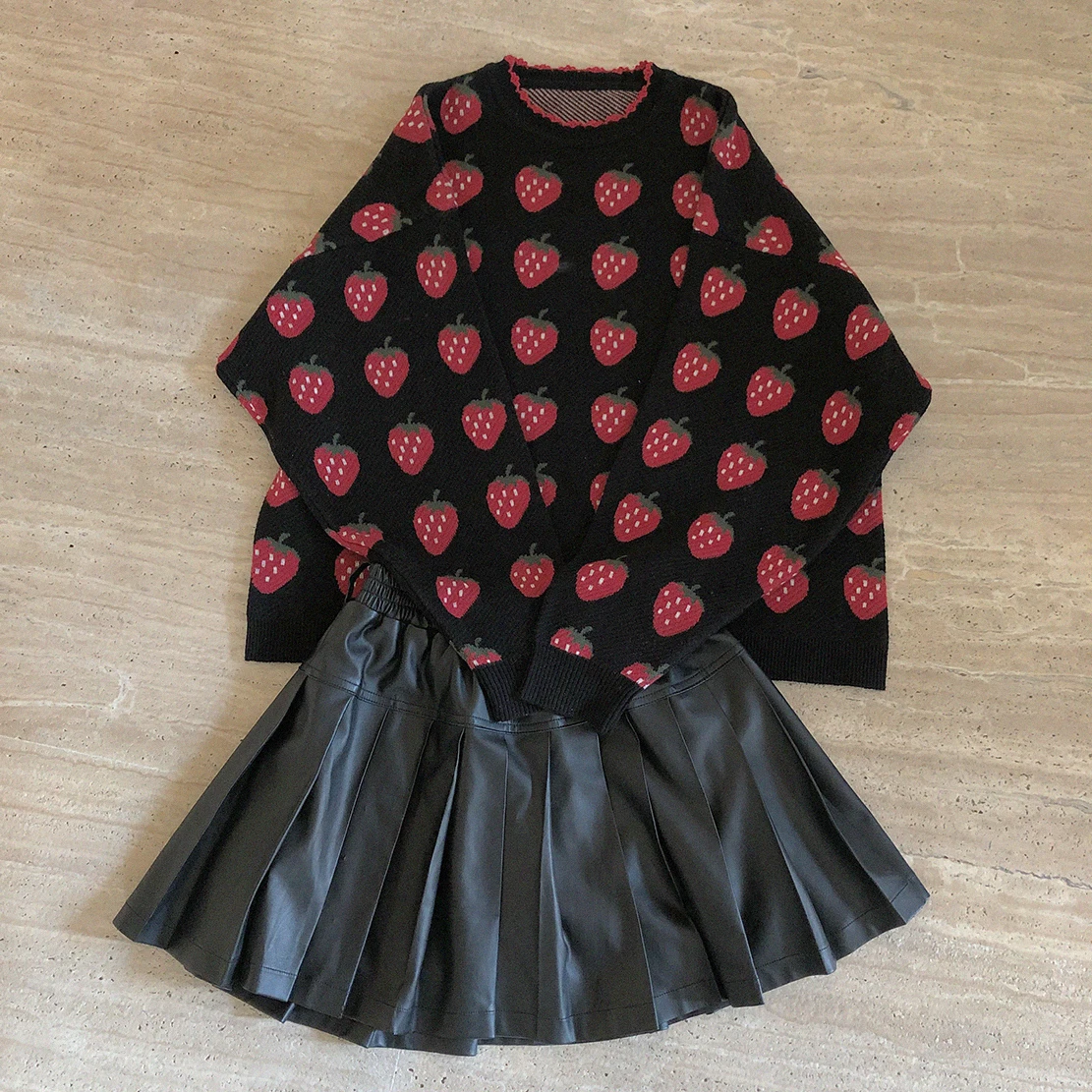 

Autumn New Harajuku Women Sweaters 2018 Korean Kawaii Strawberry Sweaters Cute Sweet Vintage Oversize Knit Pullover Sweaters