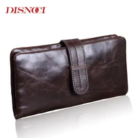 disnoci genuine leather men wallet hot sale long coin purse cow leather vintage wallet brand high quality vintage clutch