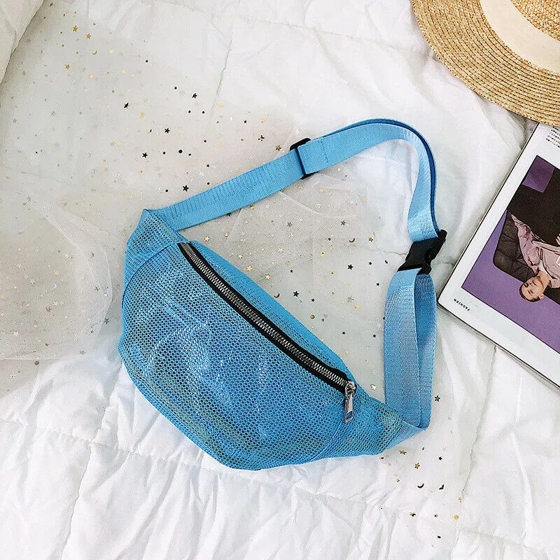 Повседневная Женская поясная сумка прозрачная сетчатая вместительная модная