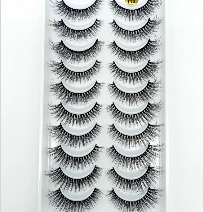 HBZGTLAD 1/5/10pairs Real Mink Eyelashes 3D Natural False Eyelashes 3d Mink Lashes Soft Eyelash Extension Makeup Kit Cilios - Color: 113