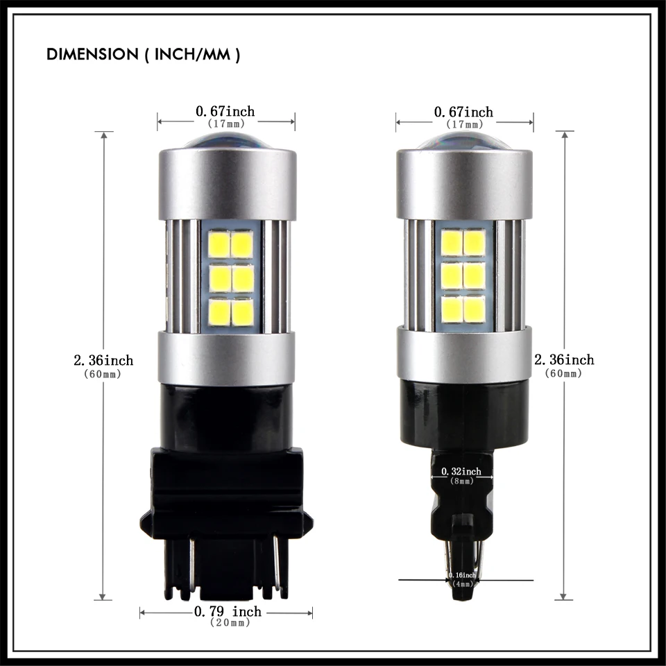 2шт 12В 27SMD светодиодный чип T25 P27W светильник P27/7W DRL указатель поворота 3156 3157 фонарь