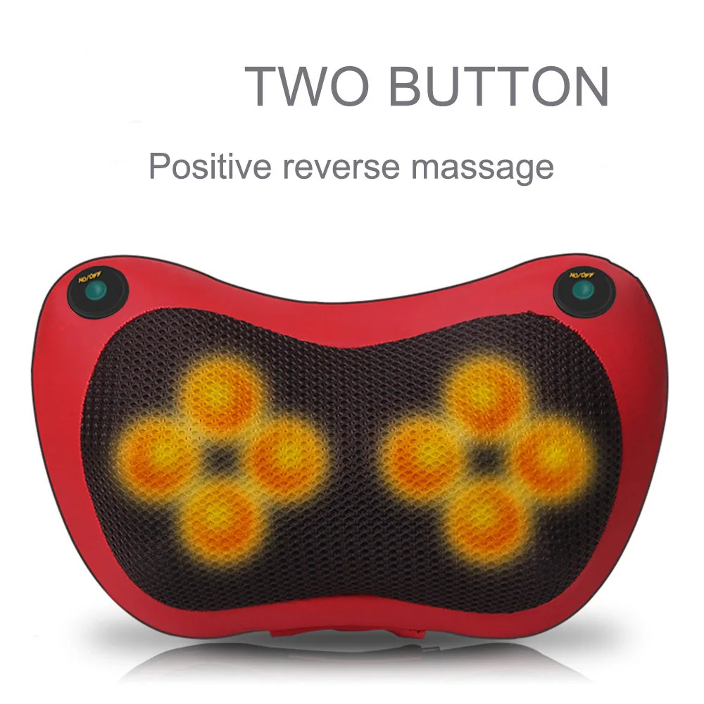 red 8head 2button 8/6/4 головка массажер для шеи дома автомобиля для массажа шиацу массажная подушка для шеи, талии Электрический массаж тела многофункциональный массажер релаксационная подушка - Цвет: red 8head 2button