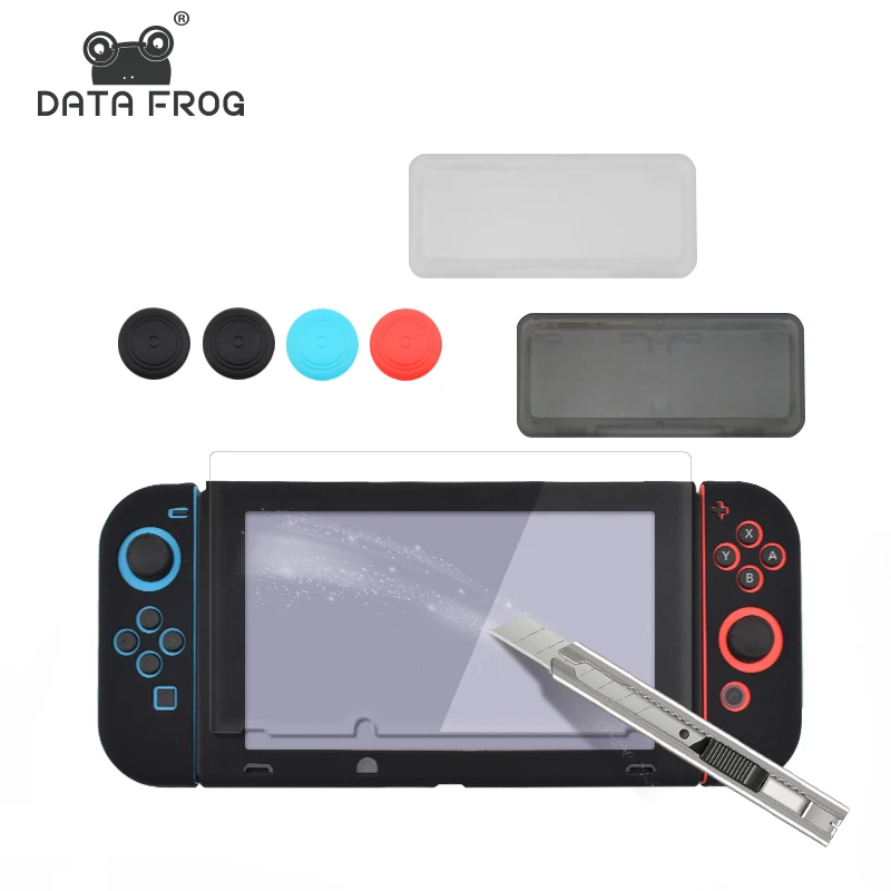 8 в 1 HD защита для экрана из закаленного стекла для kingd Switch+ чехол для переноски для NS сумка для хранения с 6 силиконовыми крышками