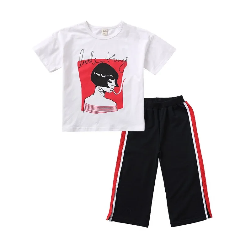 Коллекция 2017 года комплект модной летней одежды для девочек белые топы с