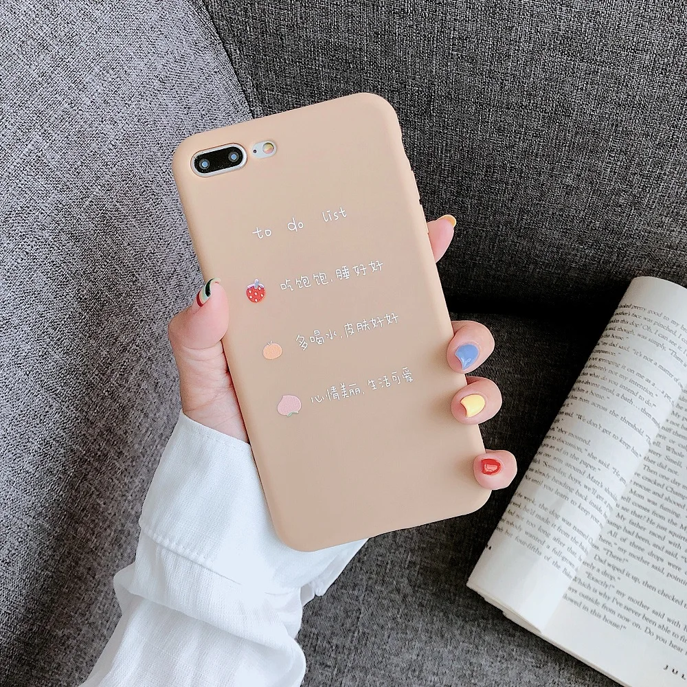 Cute Fruit Letter To Do List Phone Case For iPhone 7 8 6 6s Plus XS MAX XR X Fashion Trend Soft TPU Back Cover |