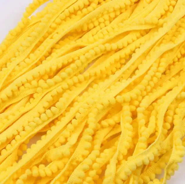 Yellow 5 ярдов 12 мм одежда кружевная ткань помпоны отделка Швейные аксессуары помпон шар бахрома кружевная лента ручной работы ткань материал - Цвет: Yellow