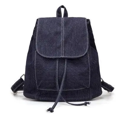 navy blue Холст Для женщин рюкзак джинсовая Drawstring школьные рюкзаки для подростков девочек небольшой рюкзак женский рюкзак Mochilas Feminina - Цвет: navy blue