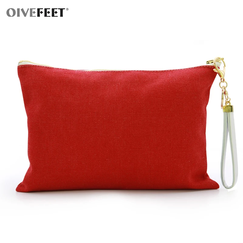 OIVEFEET LGC245 16 унций простой моющийся красный хлопковый холщовый клатч сумка красная