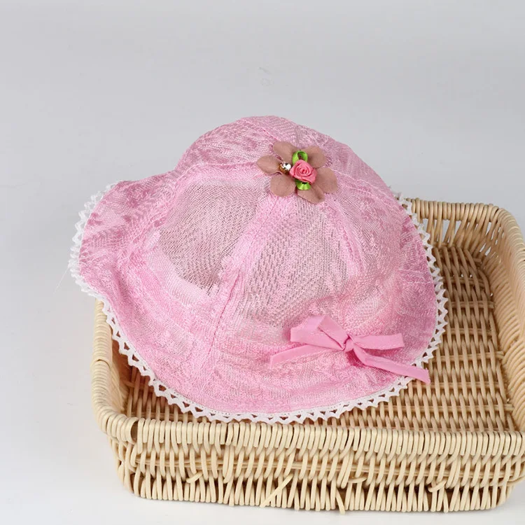 Детская летняя прозрачная кружевная шляпа для девочек с вырезом, рыбацкая шляпа-вазон с цветочным принтом и защитой от солнца - размер 40.