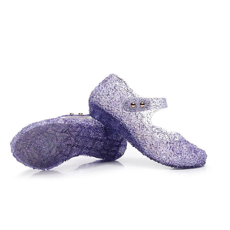 purple Карнавальный костюм Эльза; обувь Золушки с украшением в виде кристаллов; тапочки для детей; праздничный костюм принцессы Анны; детский подарок на Рождество - Цвет: purple
