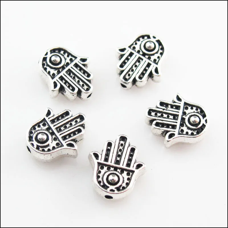 Модные 25 шт. Тибетский серебристый цвет ладонь Spacer Бусины 10x11mm | Украшения и