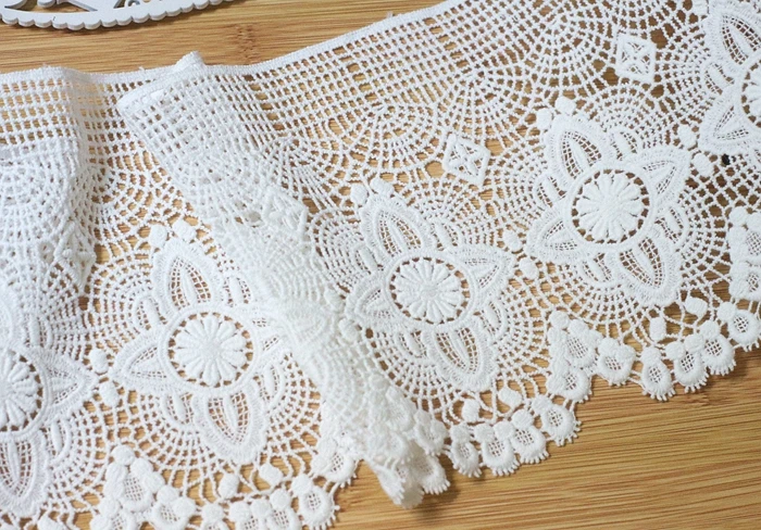 1 ярд/Лот белая хлопковая вышитая кружевная отделка ткань материалы ручной