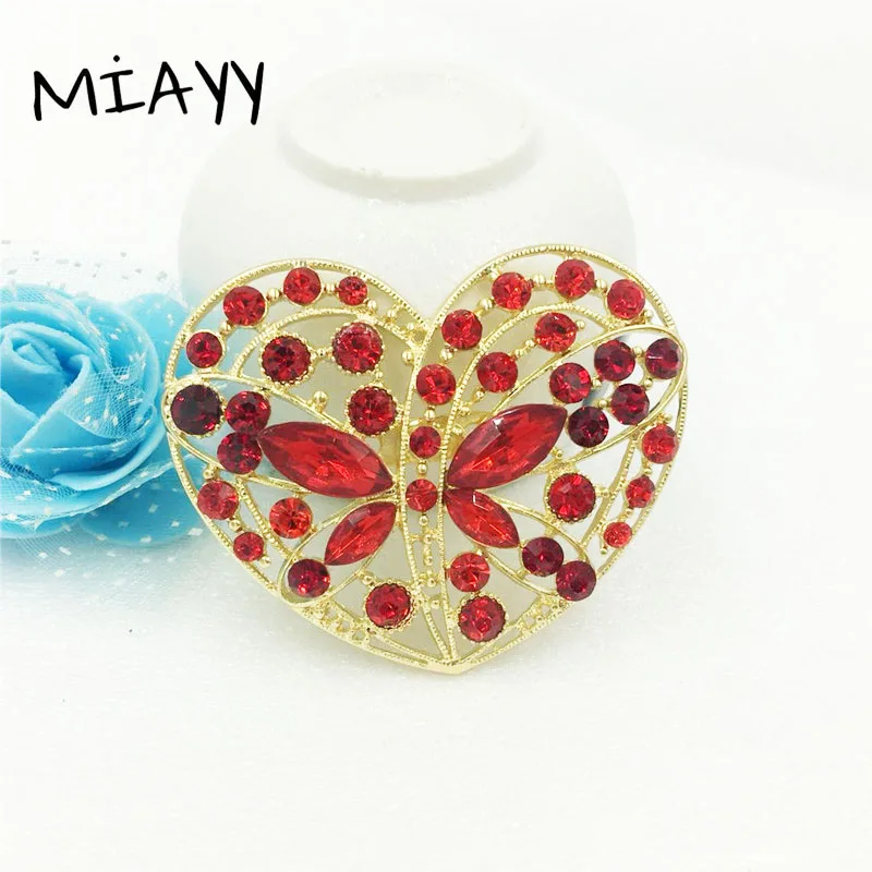 New Vintage Crystal Rhinestone Heart Butterfly Brooch Jewelry Women Clothes Accesseries Silver Golden Bridal Wedding Pins | Украшения и