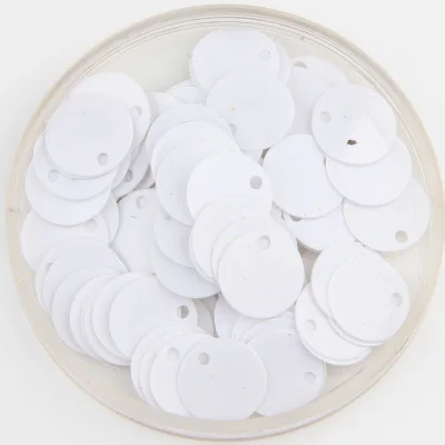 Solid White 8 мм, 10 мм, 12 мм, 15 мм, 20 мм, 25 мм, 30 мм, 40 мм, ПВХ плоские круглые свободные блестки, пайетки, Швейные Свадебные аксессуары с 1 боковым отверстием - Цвет: Solid White