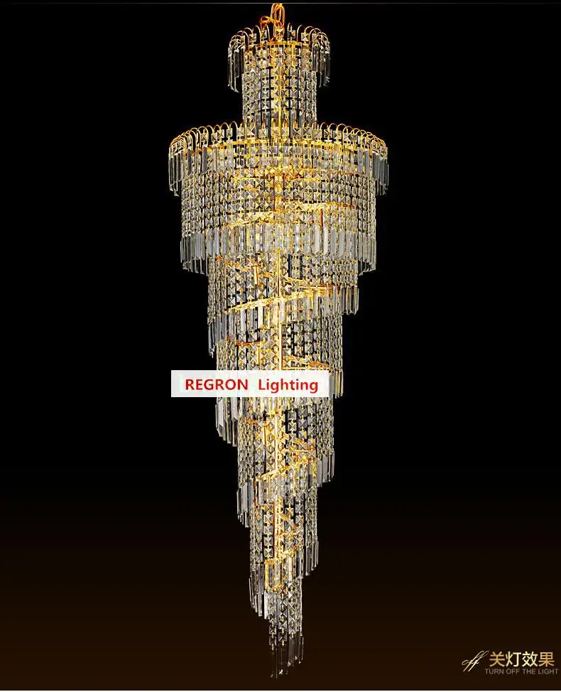 Большая спиральная хрустальная люстра светодиодная подвеска светильник для